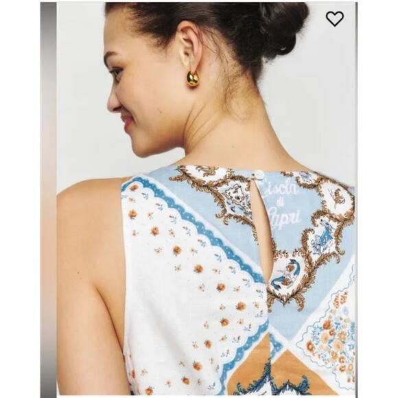 Reformation Jessi Linen Mini Dress - L'isola Di Capri Size 8 - Picture 4 of 13